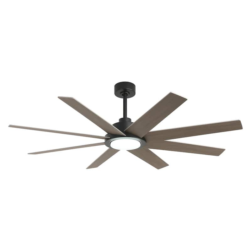 60" Transitional Black Large Windmill Ceiling Fan with Light and Remote - 60-inch W x 12.8-inch H