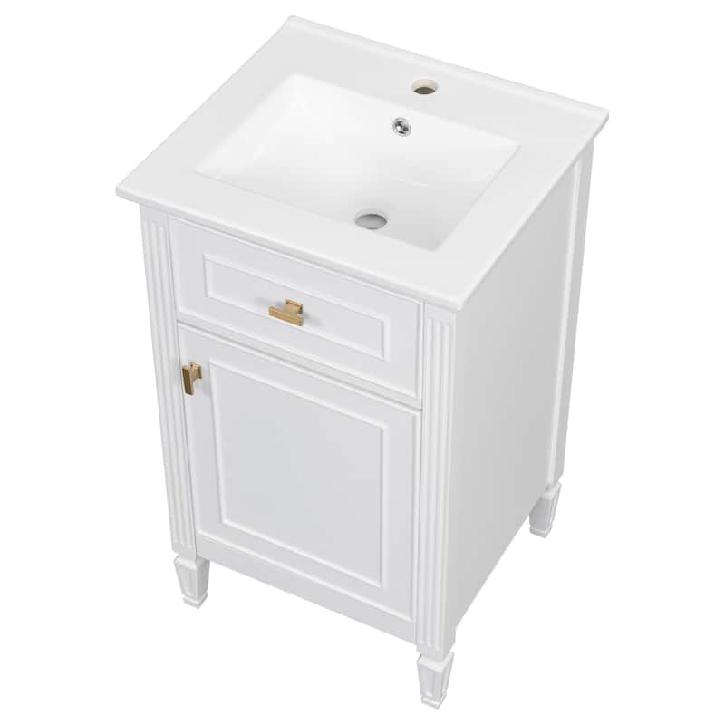 20 Inch Freestanding Cabinet Bathroom Vanity with Sink,Tilt-Out Drawer