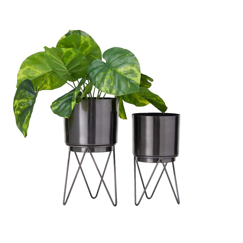 CosmoLiving by Cosmopolitan Metal Modern Planter (Set of 2) - S/2 12", 10"H