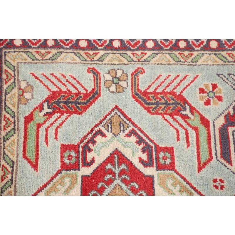 Oriental Blue Kazak Area Rug Hand-Knotted Wool Carpet - 3'8" x 5'8"