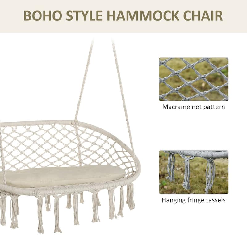 29.5 in. W 2-Seat Steel Porch Swing with Cushions in White