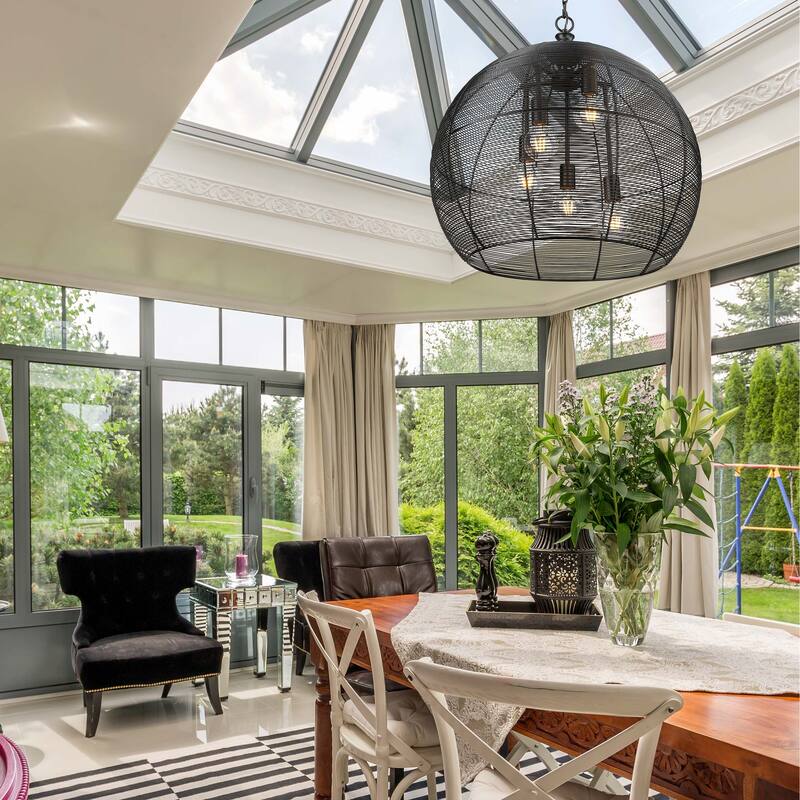 Calypso 5 Light Pendant in Matte Black with Matte Black Shade