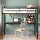 preview thumbnail 1 of 12, Twin Metal Loft Bed with Built-In Desk, LED Lighting, Power Outlets & USB Ports, Safety Guardrails, Dual Ladders Black
