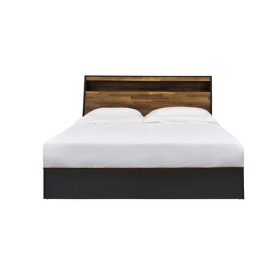 Eos Queen Composite Wood Bed in Walnut & Black Finish, Strong and Durable