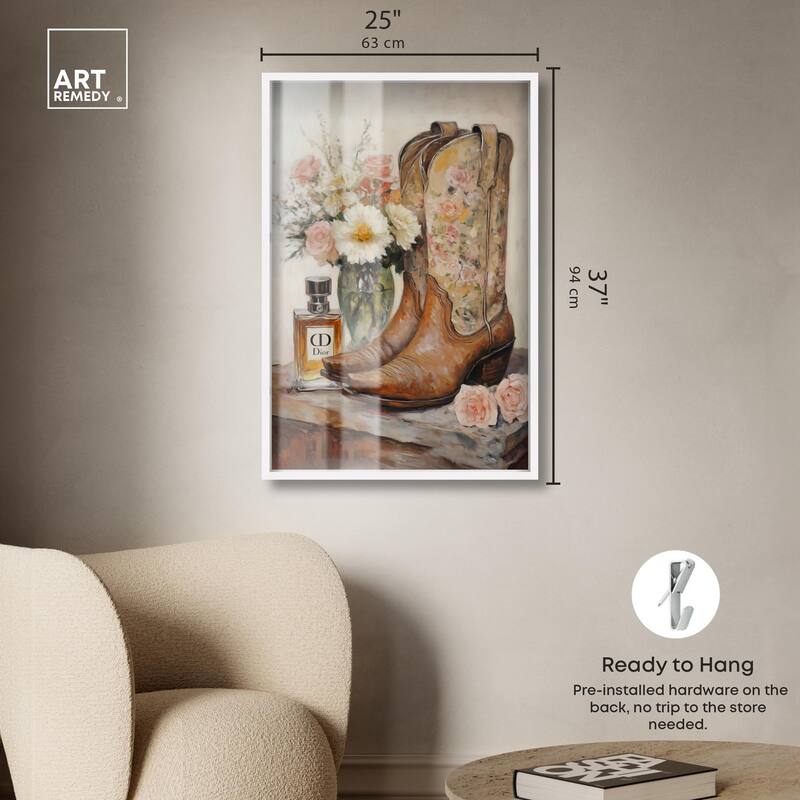 Delicate Floral Boots Shadowbox by Art Remedy