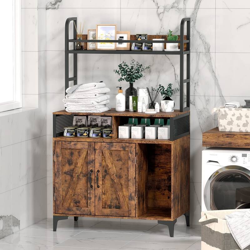 Cat Litter Box Enclosure with Shelf and Door