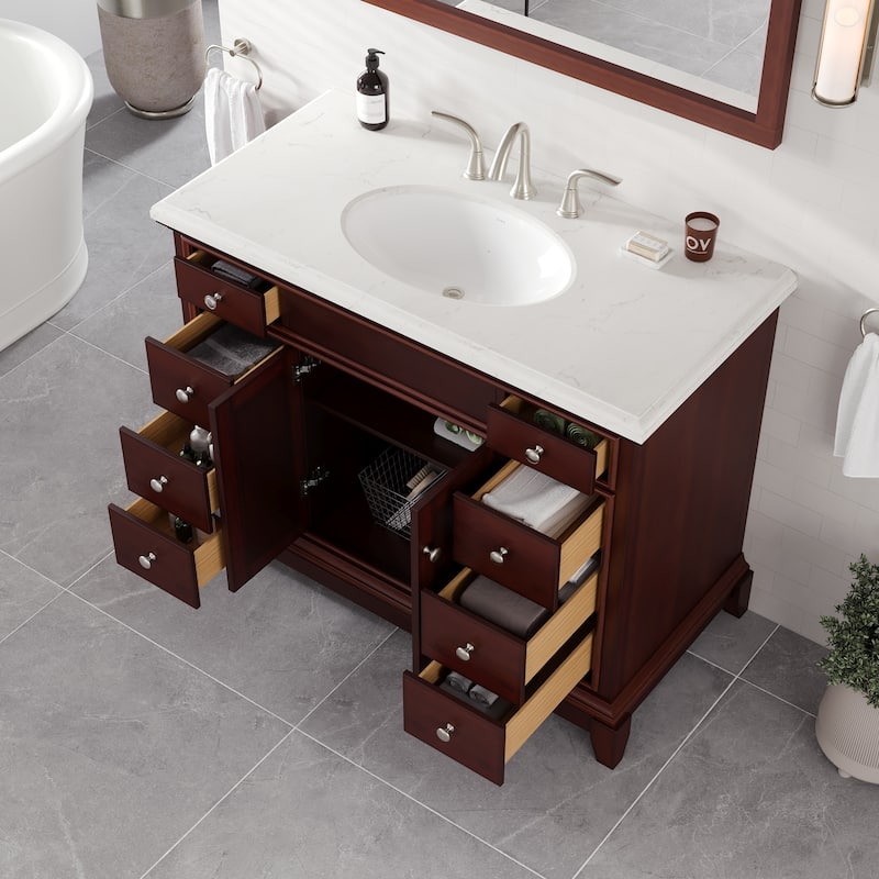 Eviva Elite Stamford 42" Bath Vanity with Carrara Quartz Top