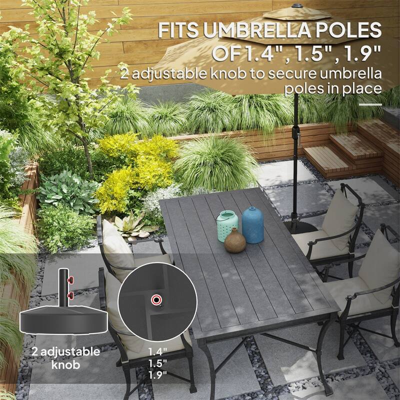 Heavy Duty Outdoor Garden Umbrella Base Adjustable Parasol Stand for Patio Poolside HDPE Plastic Sand or Water Fill