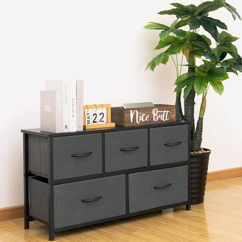 Wide Dresser Storage with Sturdy Frame,5 Drawers of Organizer