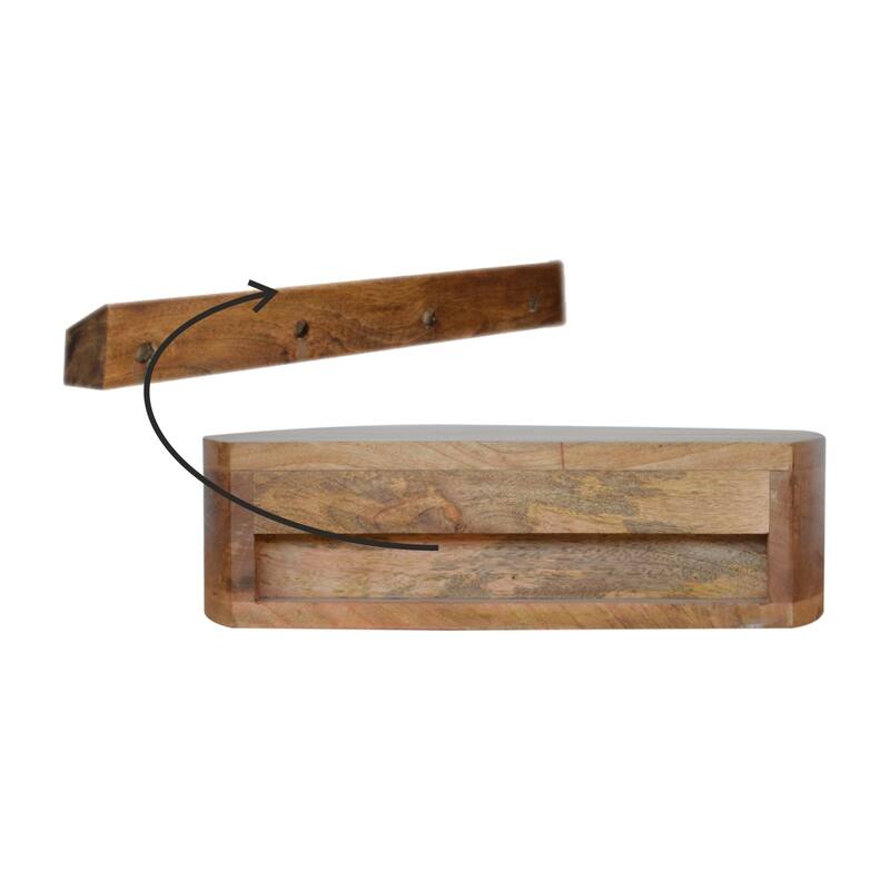 Solid Wood Wall-Mounted Rounded Nightstand