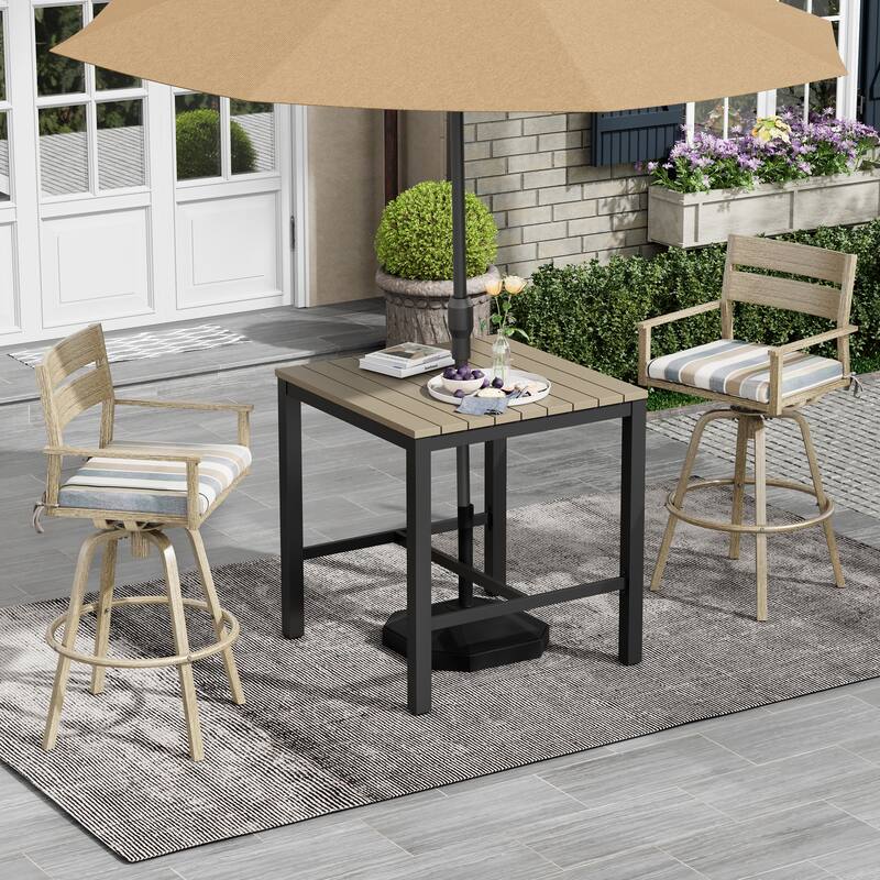 Outdoor Aluminum Patio Bar Stools Swivel Chairs with Sunbrella Cushions - 19.5 in W * 45.3 in H * 17.5 in D