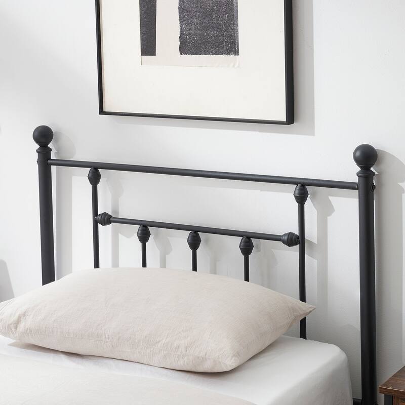 VECELO Metal Platform Bed Frame with Headboard and Footboard, Heavy Duty Slat Support/Underbed Storage Space, Victorian Style