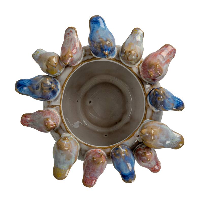 Decorative Stoneware Planter on Rim