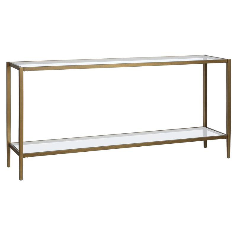 Hera 64'' Wide Rectangular Console Table with Glass Shelf - 64" Wide