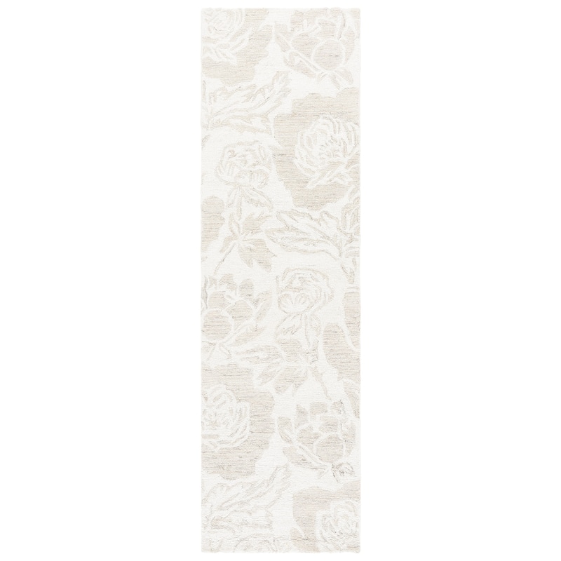 SAFAVIEH Handmade Jardin Tomasina Country Wool Rug - 2'3" x 8' Runner - Ivory/Beige
