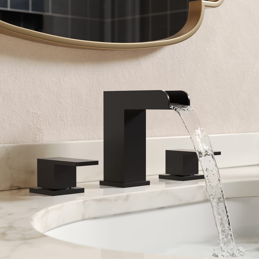 GRANDJOY 4" Waterfall Sink Faucet 3-Hole Stainless Steel Bathroom Faucet