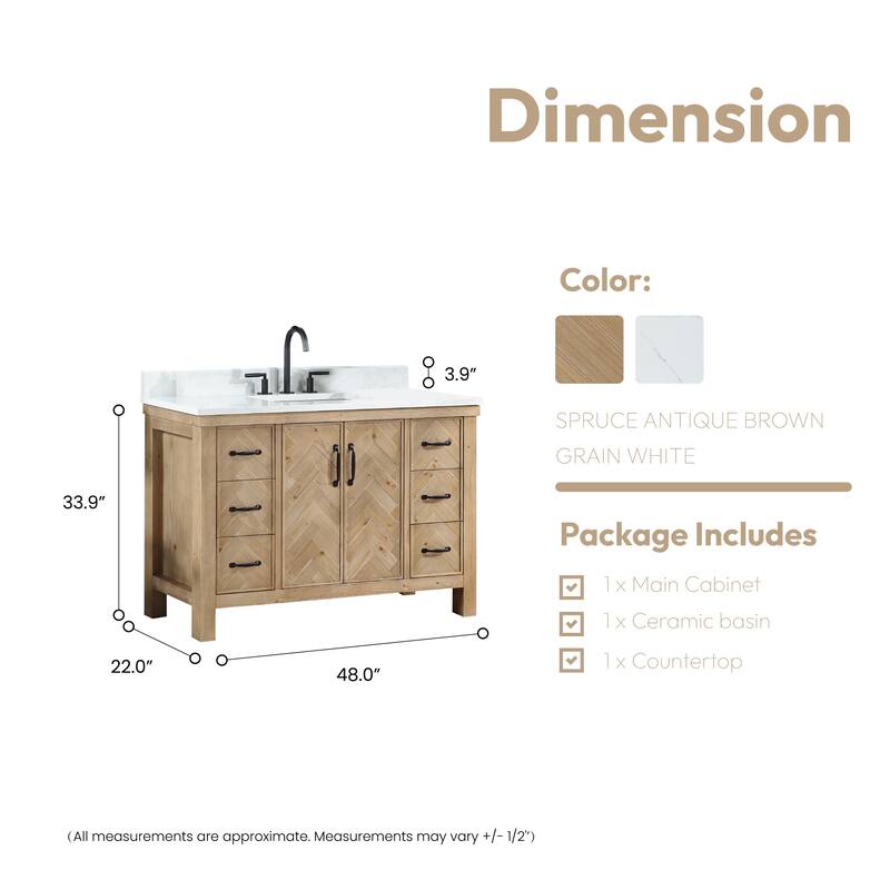 Javier Bath Vanity with Composite Stone Top without Mirror
