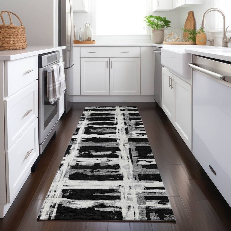 Machine Washable Indoor/ Outdoor Chantille Contemporary Abstract Rug