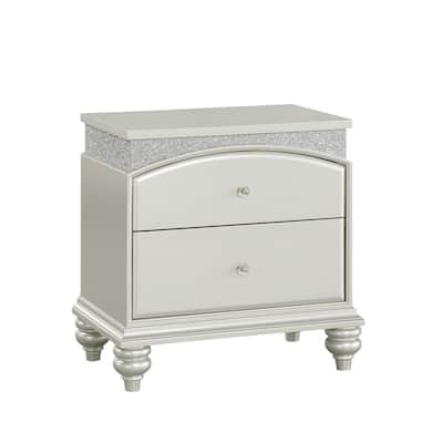 Silver 2 Drawer 26 in. W Nightstand with Sturdy Hardware and Ample Storage