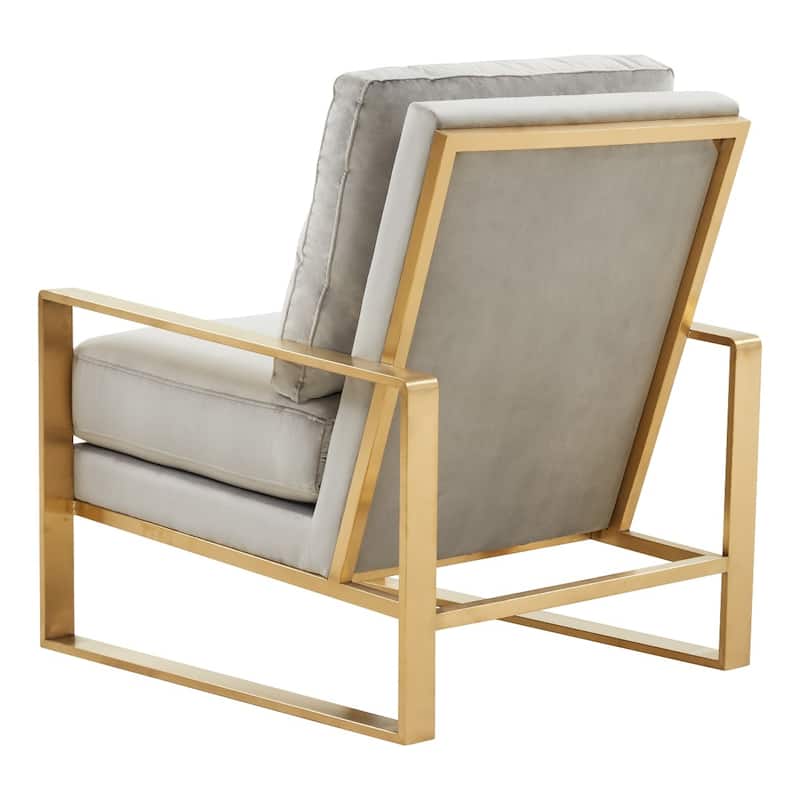 LeisureMod Jefferson Modern Velvet Accent Armchair With Gold Base