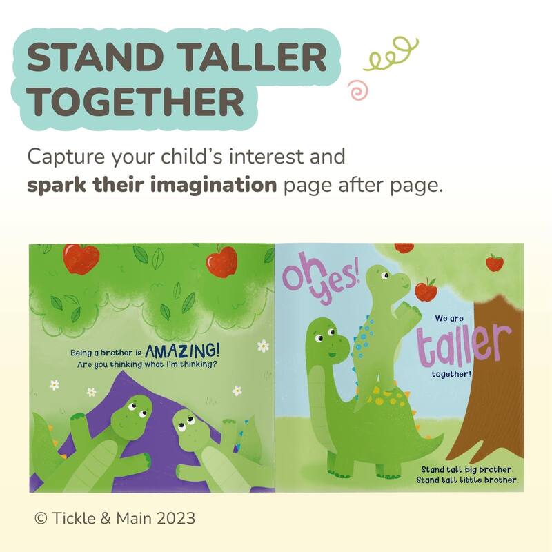 Tickle & Main 3-Piece New Big Brother Dinosaur Gift Set, Includes Stuffed Animals & Storybook for Announcing Sibling