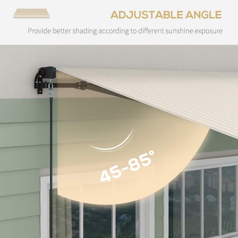 13' x 10' Retractable Awning Sunshade Shelter with Manual Crank Handle, 280gsm UV Resistant Fabric and Aluminum Frame