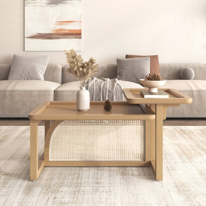 Modern 2 Piece Nesting Coffee Table Set - Natural