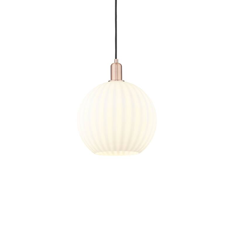 Innovations Lighting 716-1P-15-12 White Venetian Pendant White - Antique Copper / White Venetian