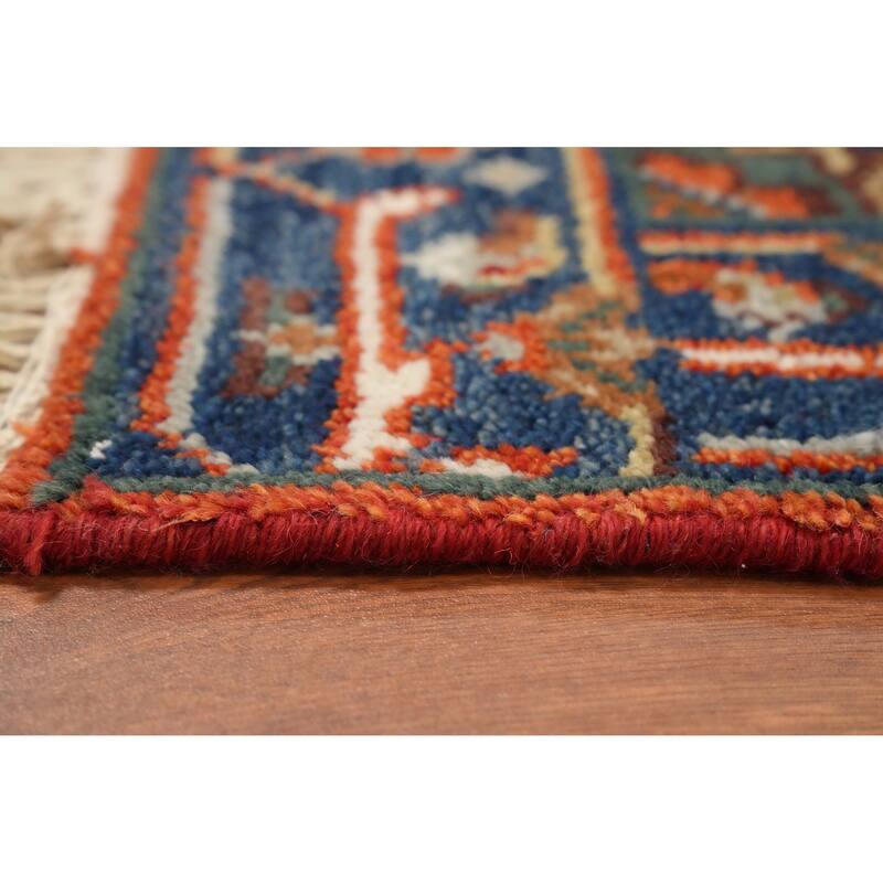 Hand Knotted Oriental 100% Wool Carpet Traditional Medallion Oranges & Rust Heriz (serapi) Area Rug - 5' 0'' X 2' 10''