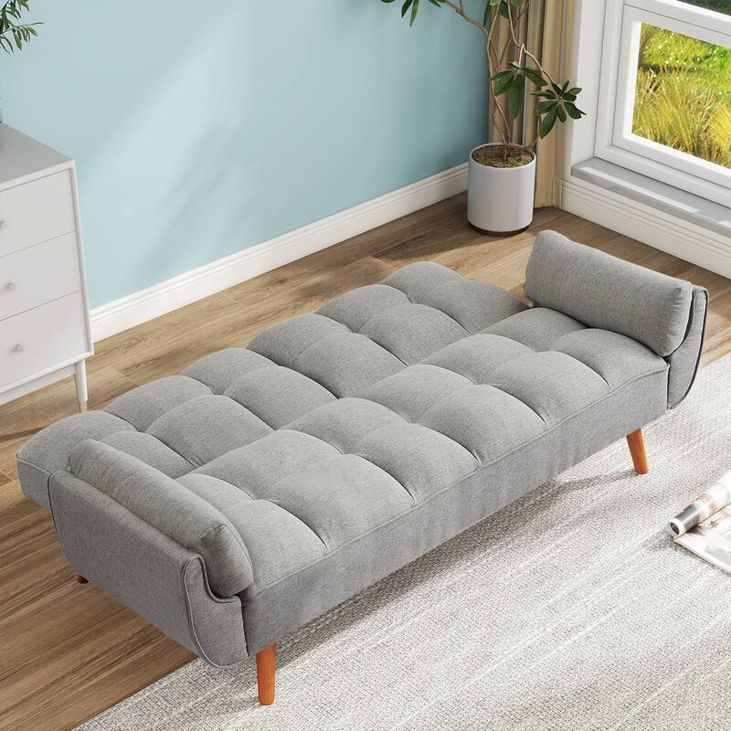 75.39 IN. Futon Sofa Bed, Convertible Upholstered Couch Sleeper with Reclining Sleeper Split Tufted Back
