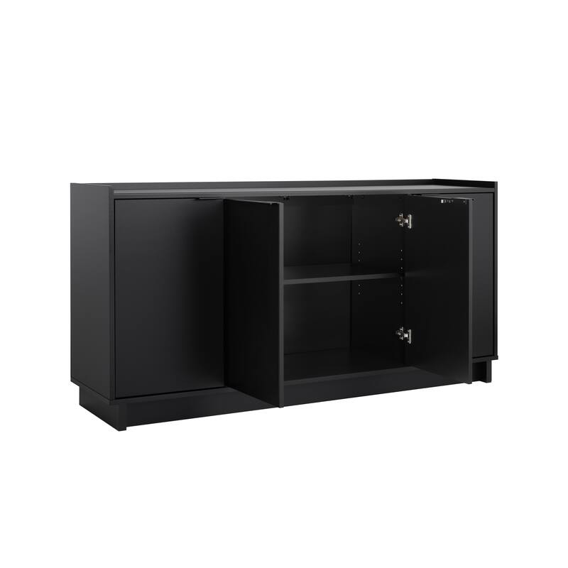 Prepac Simply Modern 4 Door 60" W x 30" H x 16" D Storage Cabinet - 60 in W x 30 in H x 16 in D