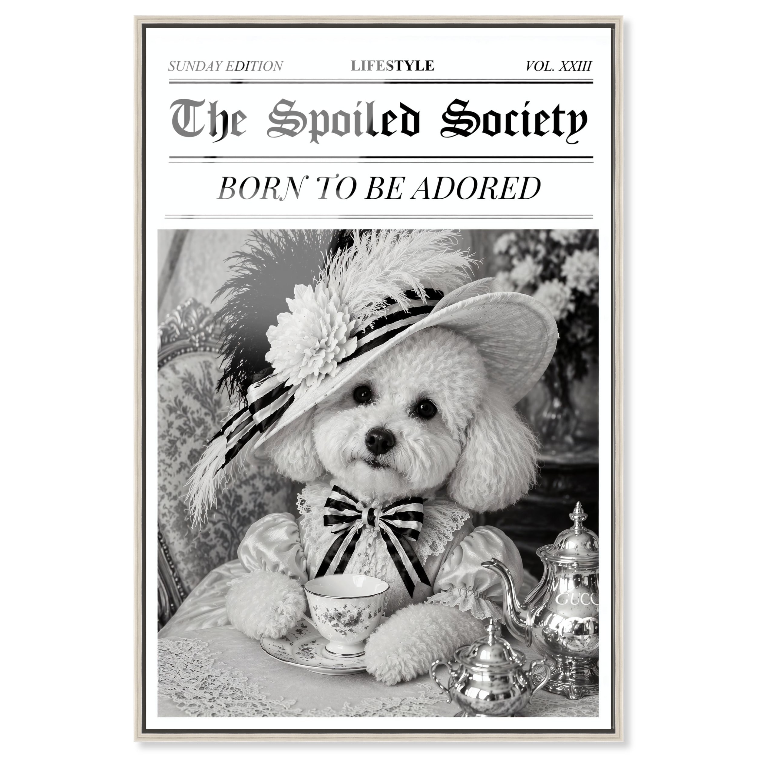 Born to be Adored Newspaper Dog Cute Pet Decor Acrylic by Art Remedy