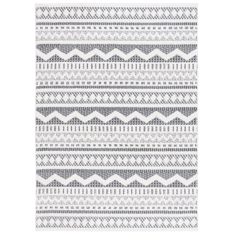 SAFAVIEH Alamo Farkhondeh Rustic Moroccan Rug - 5'3" x 7'6" - Charcoal/Ivory