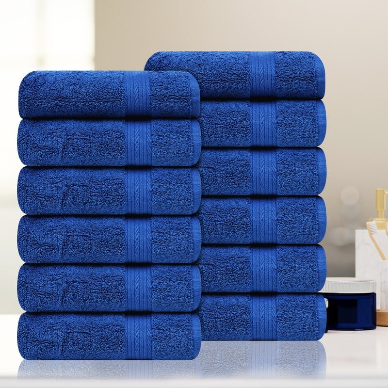 Luxurious Cotton 600GSM Hand Towels 18x28 Inch by Ample Decor - Navy