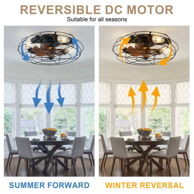 Bella Depot 20" Indoor Flush Mount Ceiling Fan with Light and Remote