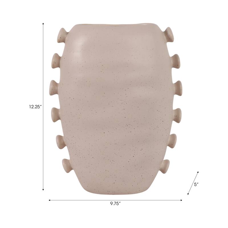 Stoneware Vase Statement-Making Tall Unique Side Detailing Home Decor