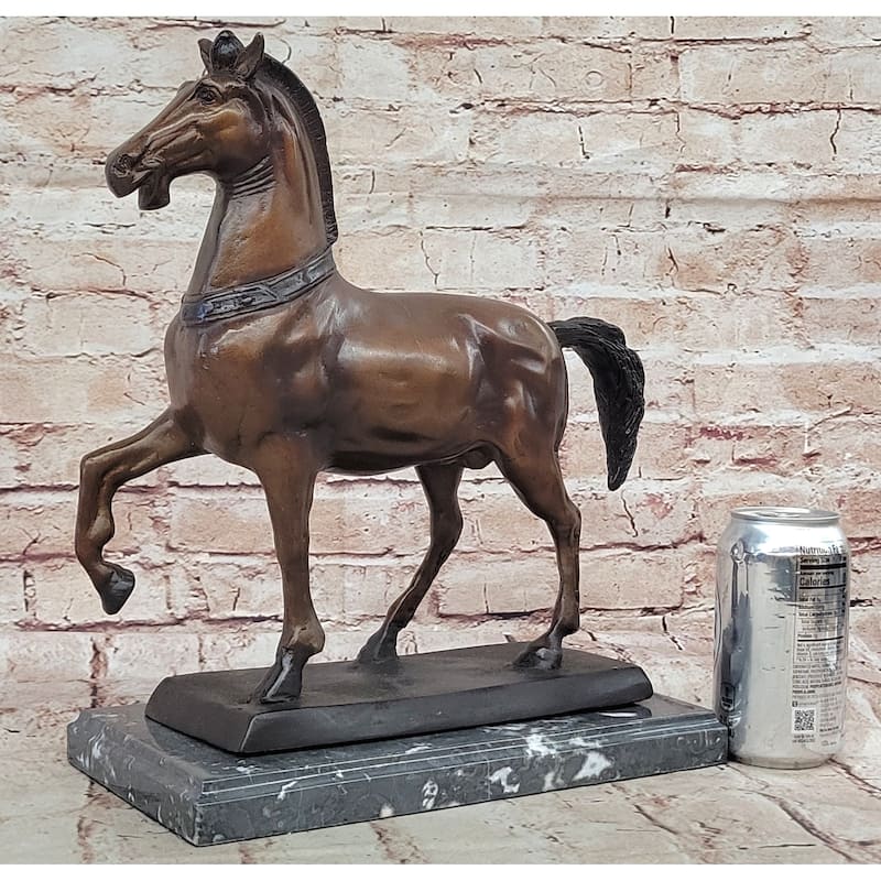 Bronze Horse Sculpture – Elegant Stallion Statue On Marble Base