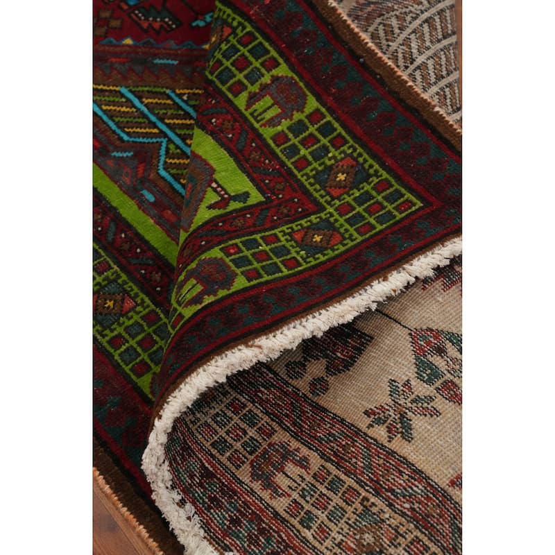 Hand Knotted Oriental 100% Wool Carpet Traditional Tribal Green Ardebil Runner Rug - 10' 7'' X 3' 6''