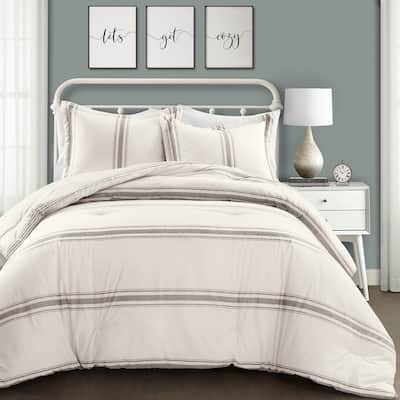Lush Decor Farmhouse Stripe 3-piece Comforter Set