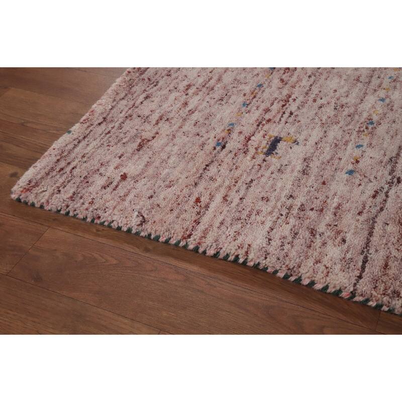 Hand Knotted Oriental 100% Wool Carpet Tribal Animal Pictorial Pink Gabbeh Area Rug - 10' 8'' X 7' 9''