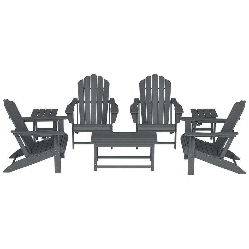 Aderson Outdoor Poly Adirondack Conversation Lounge 7-Piece Set - Gray