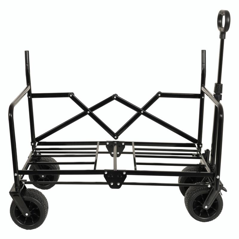 3-in-1 Convertible Folding Wagon Cart with Bench Seat & Storage - 500lbs Heavy-Duty Utility Wagon, 180L Capacity