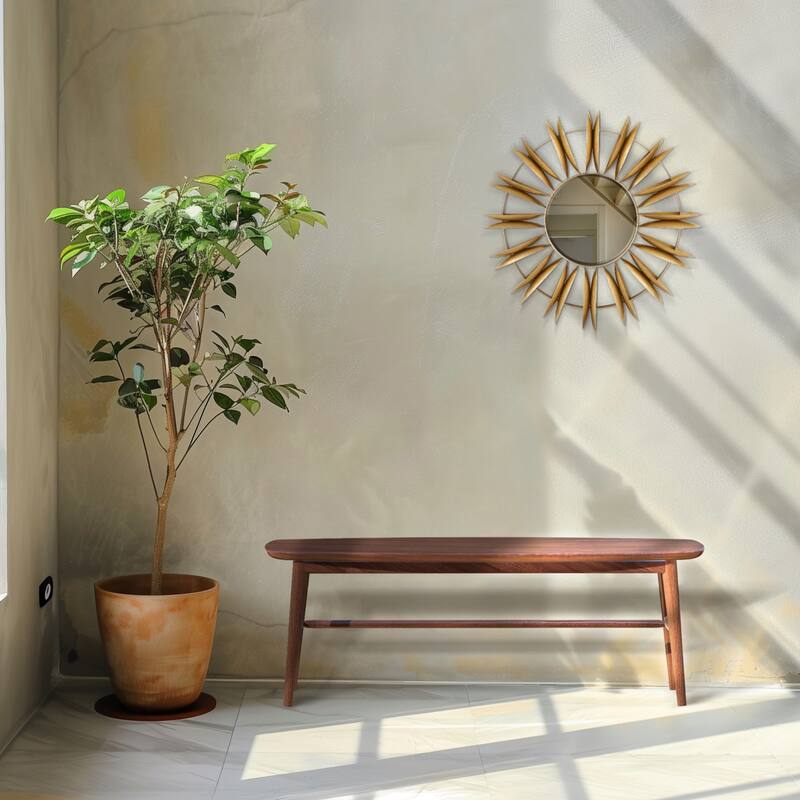 MacLuu Scandinavian Solid Wood Bench with Cusion