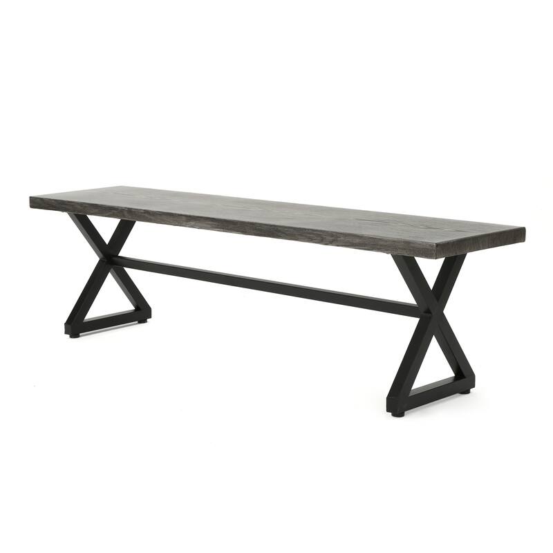 Outdoor Aluminum Dining Bench With Steel Frame