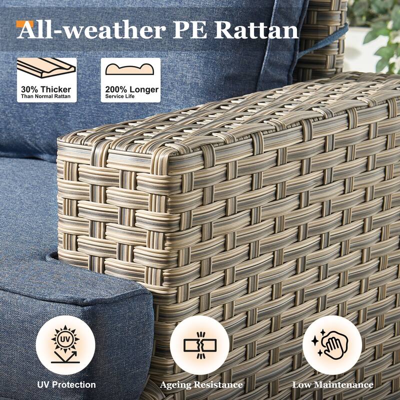 XIZZI 10-piece Outdoor Patio Furniture Sectional Set with Fire Table