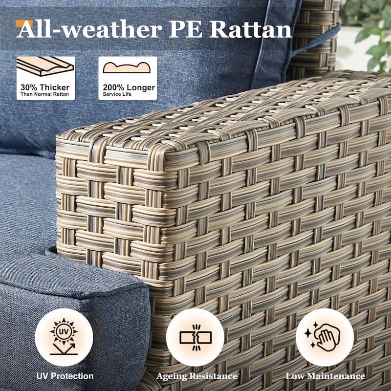 XIZZI 8-piece Outdoor Patio Wicker Furniture Set with LED Solar Coffee Table