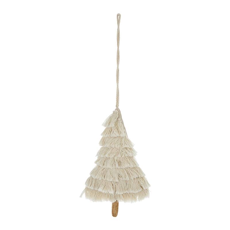 4.3x7.5" Fringes Embellished Tree Shape Ornament, Hanging Home Decor Accents for Christmas Tree, Set of 6