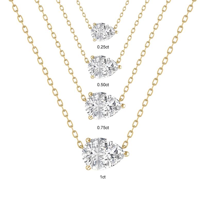 Marquee Lab Grown 1/4 Carat Floating Pear Shaped Diamond Solitaire Pendant in 14K Yellow Gold