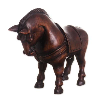 Novica Handmade Mini Horse Cedar Wood Sculpture