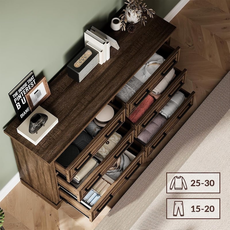 Farmhouse 6/8 Drawer Dresser for Bedroom, Rustic Wood Chest of Drawers